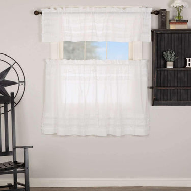 White Ruffled Sheer Petticoat Tier Curtain Set of 2 L36xW36 VHC Brands - The Fox Decor